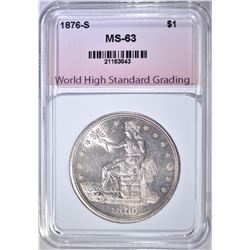 1876-S TRADE DOLLAR, WHSG CH BU