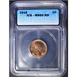1918 LINCOLN CENT  ICG MS-65 RD