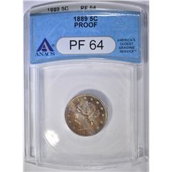 1889 LIBERTY NICKEL   ANACS  PF-64
