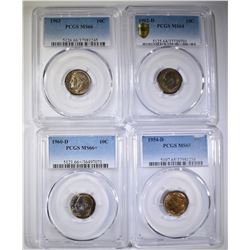 LOT OF 4 PCGS GRADED ROOSEVELT DIMES: