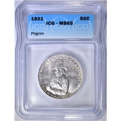 1921 PILGRIM COMMEM HALF DOLLAR  ICG MS-65