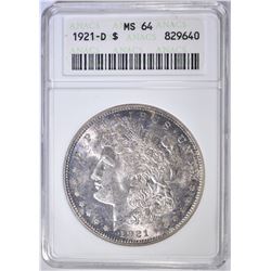 1921-D MORGAN DOLLAR  ANACS MS-64
