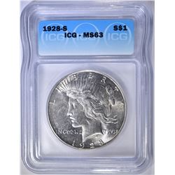 1928-S PEACE DOLLAR  ICG MS-63