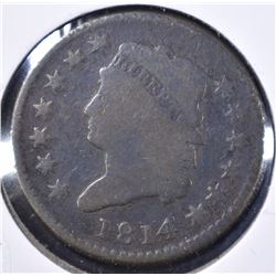 1814 LARGE CENT, PLAIN 4 VG