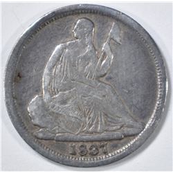 1837 NO STARS SEATED LIBERTY HALF DIME VF/XF