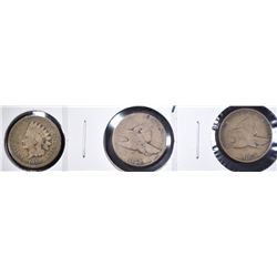 1857 G & 1858 AG/G FLYING, 1859 CN INDIAN CENTS