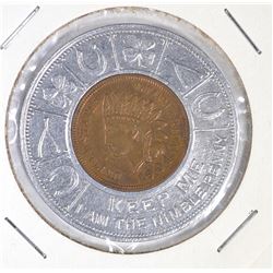 1904 INDIAN CENT IN GOOD LUCK KEEP ME HOLDER