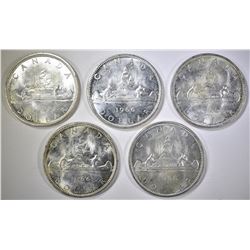 5-1966 BU CANADIAN SILVER DOLLARS