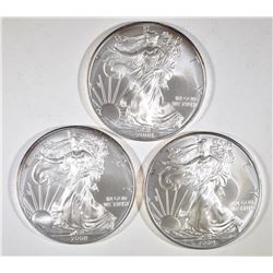 2-2008 & 1-09 BU AMERICAN SILVER EAGLES
