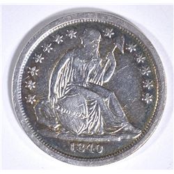 1840 SEATED LIBERTY DIME AU