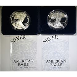 2000 & 01 PROOF AMERICAN SILVER EAGLES BOXES/COA