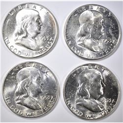 4-CH BU 1953 FRANKLIN HALF DOLLARS