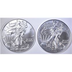 2-GEM BU 2019 AMERICAN SILVER EAGLES