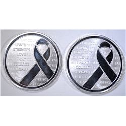 2-AWARENESS RIBBON 1oz .999 SILVER ROUNDS