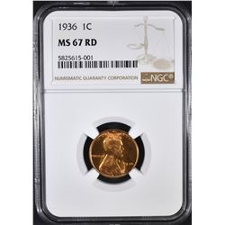 1936 LINCOLN CENT NGC MS-67 RD