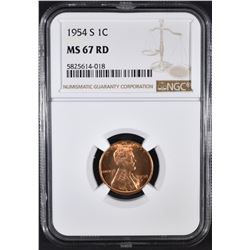 1954-S LINCOLN CENT NGC MS-67 RD