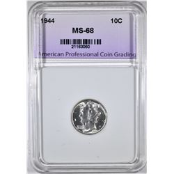1944 MERCURY DIME, SUPERB GEM+ BU