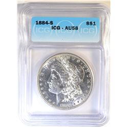 1884-S MORGAN DOLLAR ICG AU-58