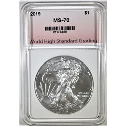 2019 AMERICAN SILVER EAGLE, WHSG PERFECT GEM BU
