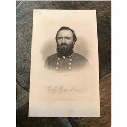 19thc Civil War Steel Engraving, Confederate General Thomas J. Stonewall Jackson