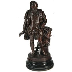 19thc French Patinated Spelter Figure Of Michelangelo