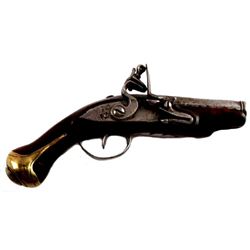 Small Belt Flintlock Pistol In .45 Cal Iron Brass