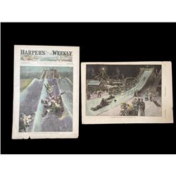 19thc Hand-colored Engravings, Winter Sports