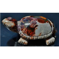 18ct Carved Mexican Fire Opal, Turtle Sculpture