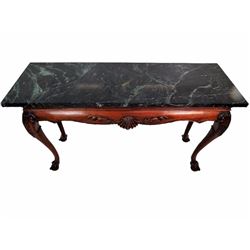 Chippendale Style Marbletop Carved Console Table