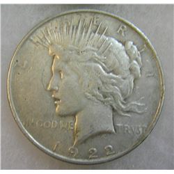 1922 Peace silver dollar in very good condition