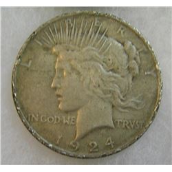 1924 Lady Liberty Peace silver dollar in good condition