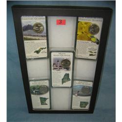 Collection of vintage US encased state quarters