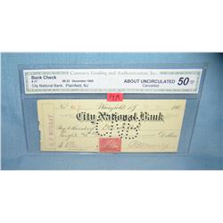 City National bank check dated December 1900