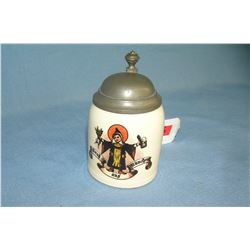 Quality beer stein with pewter lid