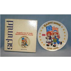 Raggedy Ann and Andy Bicentennial collector plate