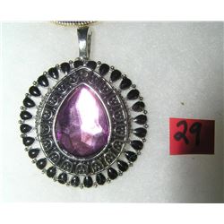 Vintage necklace pendant with purple center stone