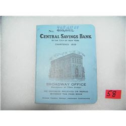 Central Savings Bank savings book circa 1950's
