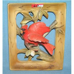 Porcelain hand painted cardinal wall plaque