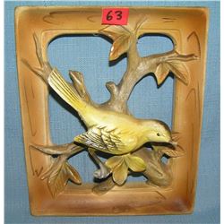 Porcelain hand painted golden finch wall plaque