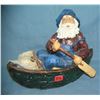 Image 1 : Hand painted fisherman in rowboat figurine