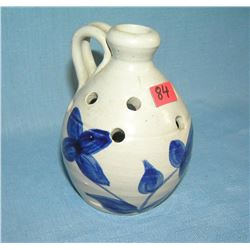 Artist signed cobalt blue mini stoneware jug