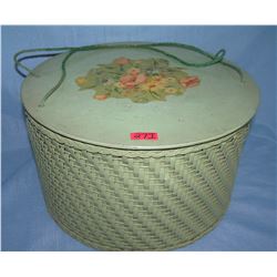 Antique floral decorated sewing basket