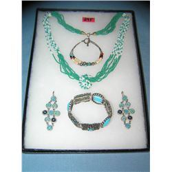 Tray lot of turquoise costume jewelry