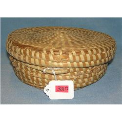 Vintage all hand woven covered basket