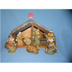 Hand made wooden illuminated manger