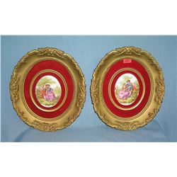 Pair of porcelain Limoge style decorative wall plaques