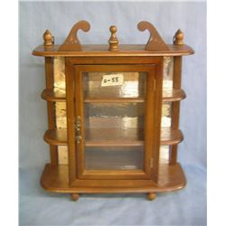 Miniature walnut and glass china cabinet