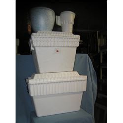 Group of 4 Styrofoam beach or barbecue coolers