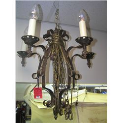 Antique brass and wrought iron chandelier