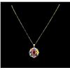 Image 2 : 14KT Yellow Gold 4.42 ctw Ruby, Sapphire and Diamond Pendant With Chain